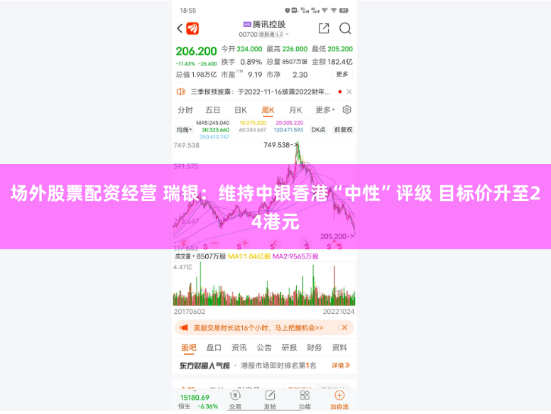 场外股票配资经营 瑞银：维持中银香港“中性”评级 目标价升至24港元